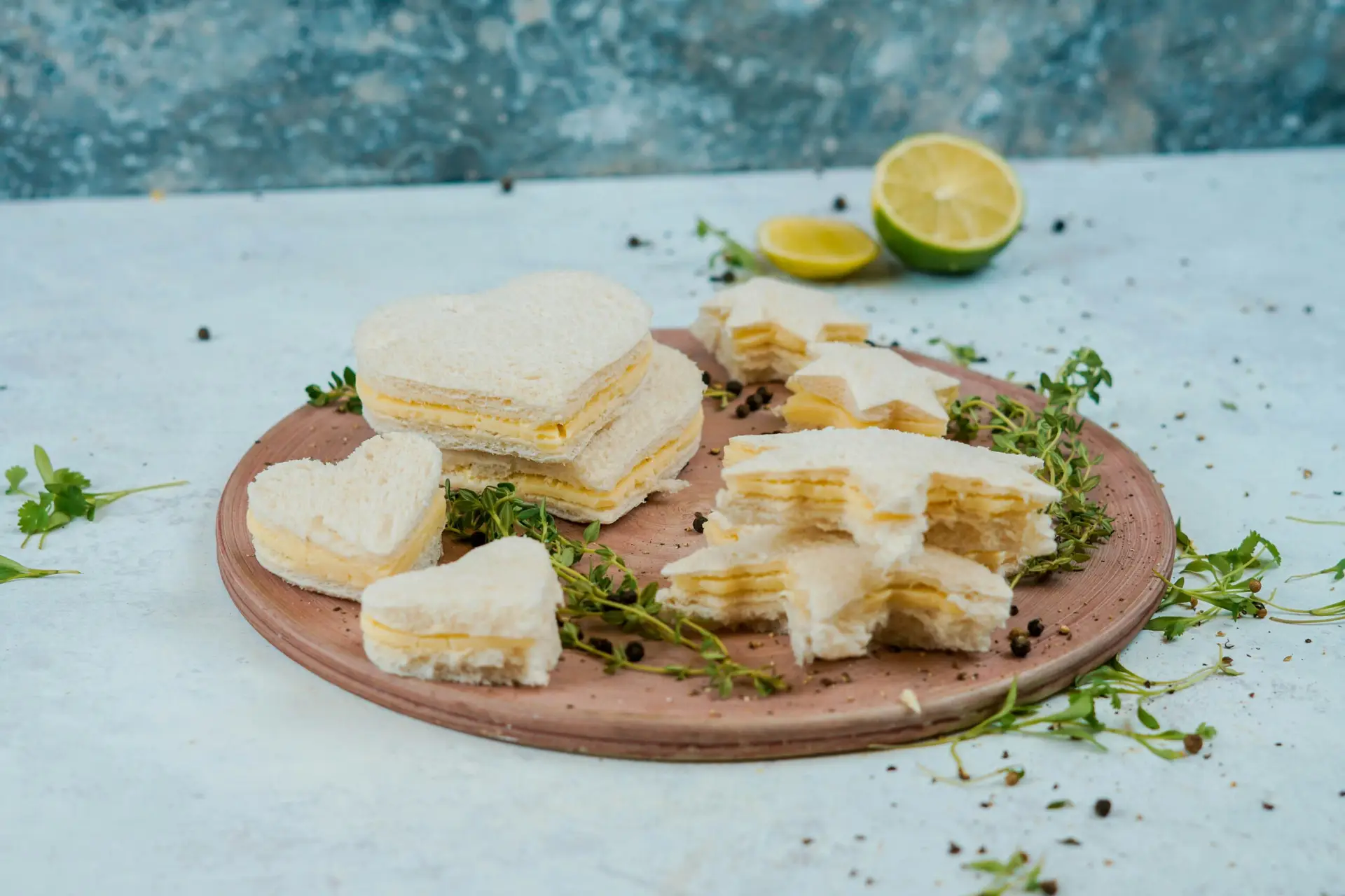 A toddler favourite - cheese sandwiches cut into hearts and stars