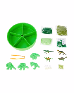 Green sensory bin with 6 sections for food play